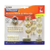 22 Pack Picture Hook Kit - Gold - Assorted