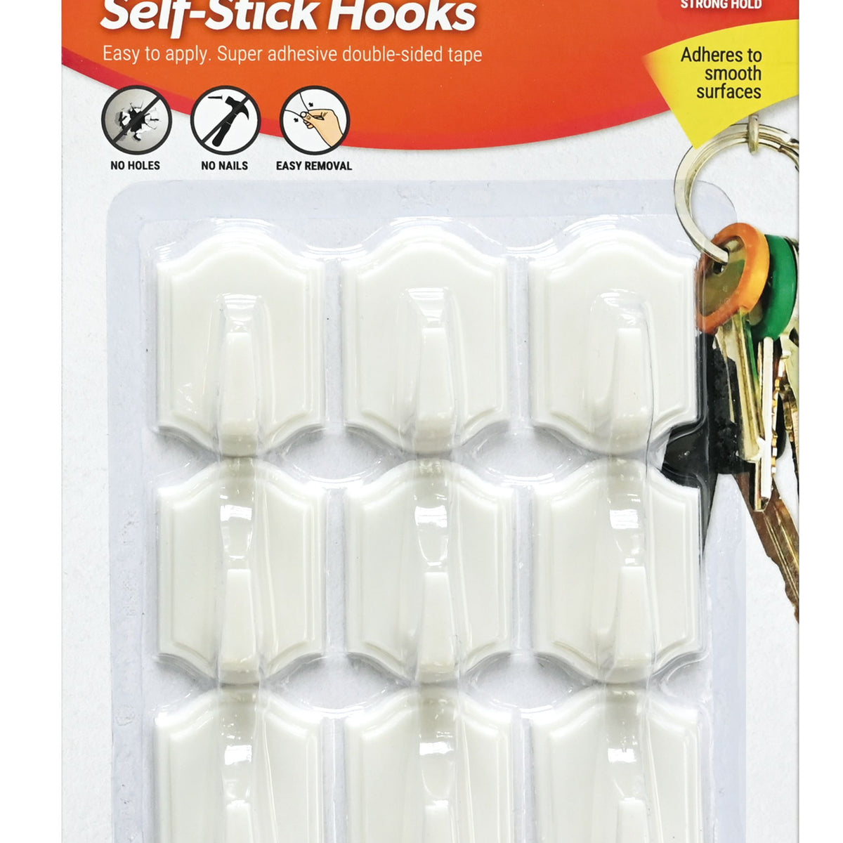 Hooks Self-Stick 4cm White - 9 Pack