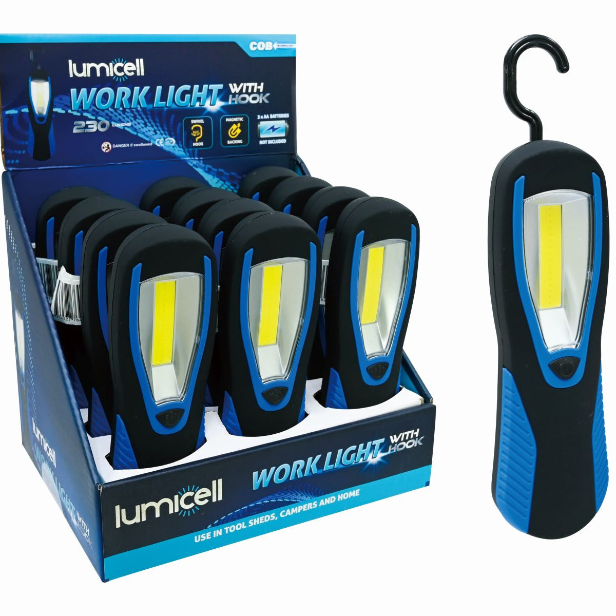 COB Work Light with Hanging Hook - Hook-Mounted Task Lighting