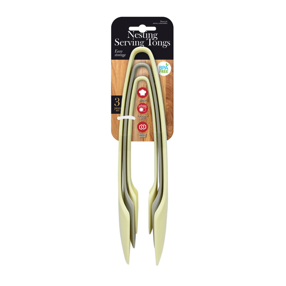 Nesting Serving Tongs Set | 3 Pieces, BPA-Free, Dishwasher Safe