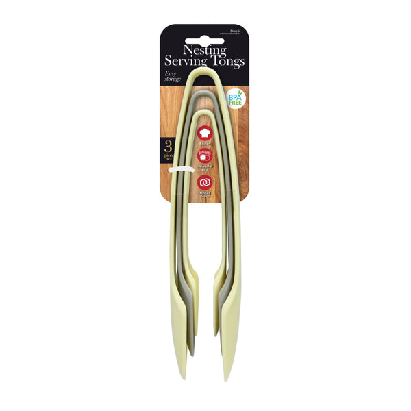 Nesting Serving Tongs Set | 3 Pieces, BPA-Free, Dishwasher Safe