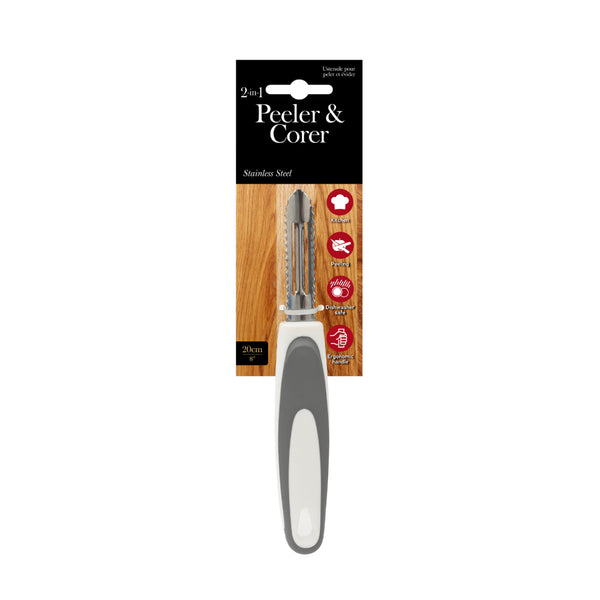 Stainless Steel 2-in-1 Fruit Peeler and Corer | 20cm, Ergonomic Handle