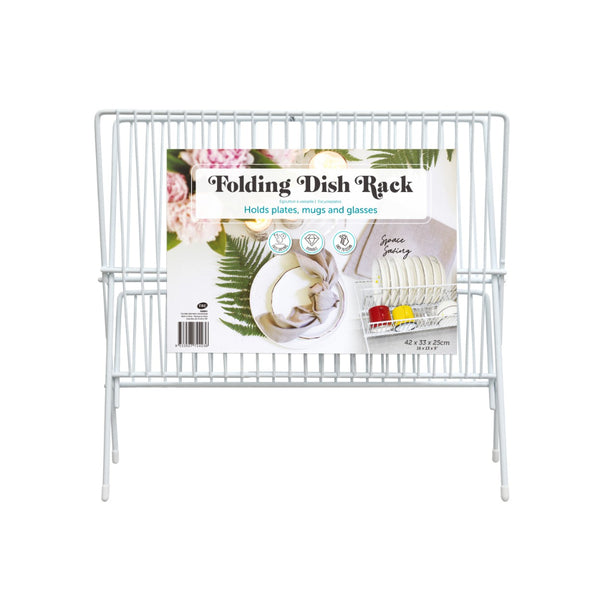 Folding White Space-Saving Dish Drying Rack | 42 x 33 x 25cm