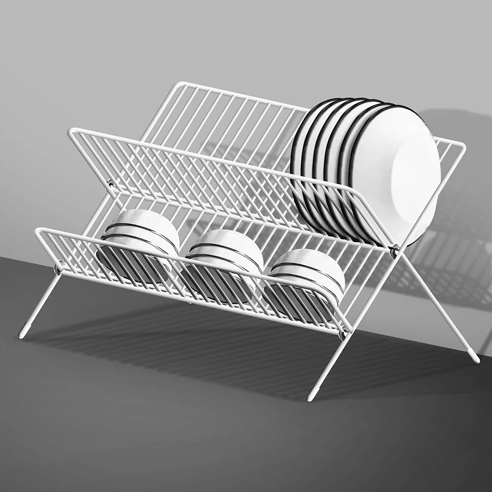Folding White Space-Saving Dish Drying Rack | 42 x 33 x 25cm