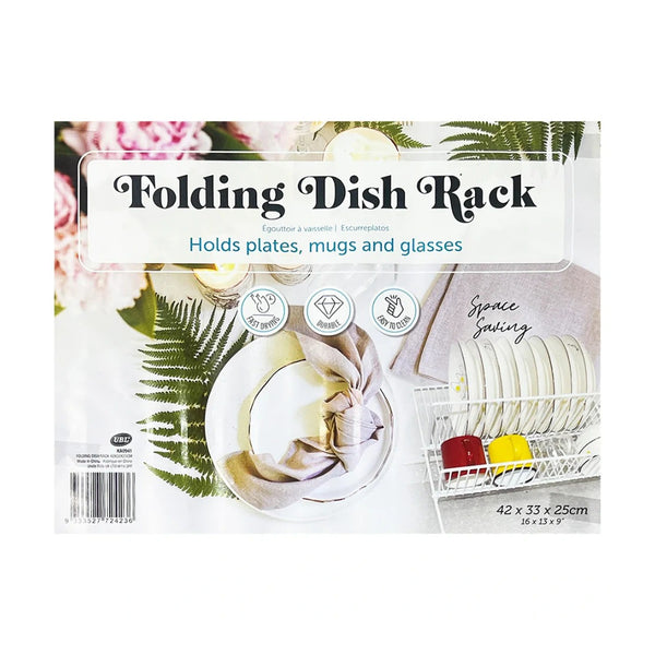 Folding White Space-Saving Dish Drying Rack | 42 x 33 x 25cm
