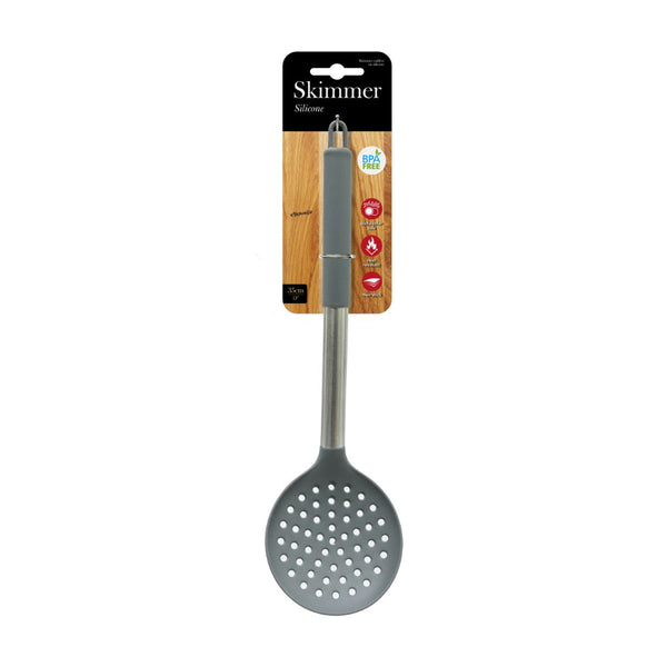 Grey Silicone Kitchen Skimmer Spoon | 35cm, BPA-Free, Heat-Resistant