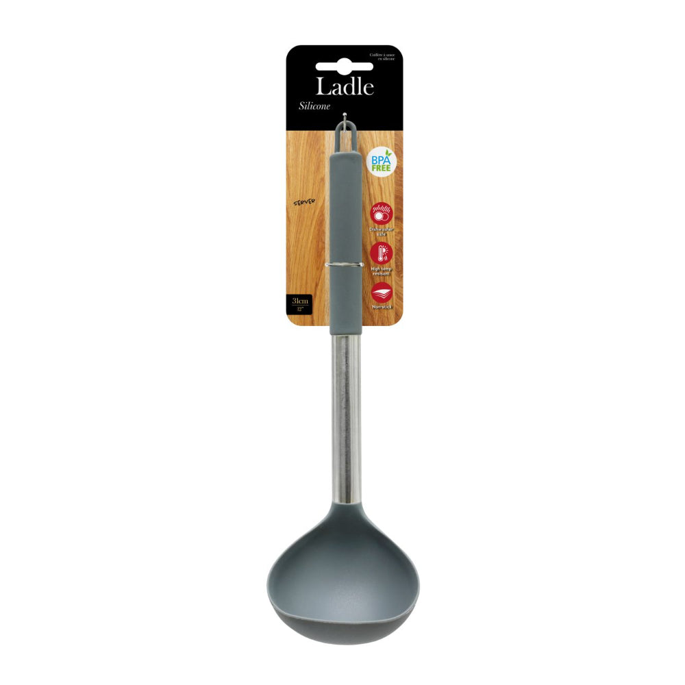 Grey Silicone Serving Ladle | 31cm, BPA-Free, Dishwasher-Safe