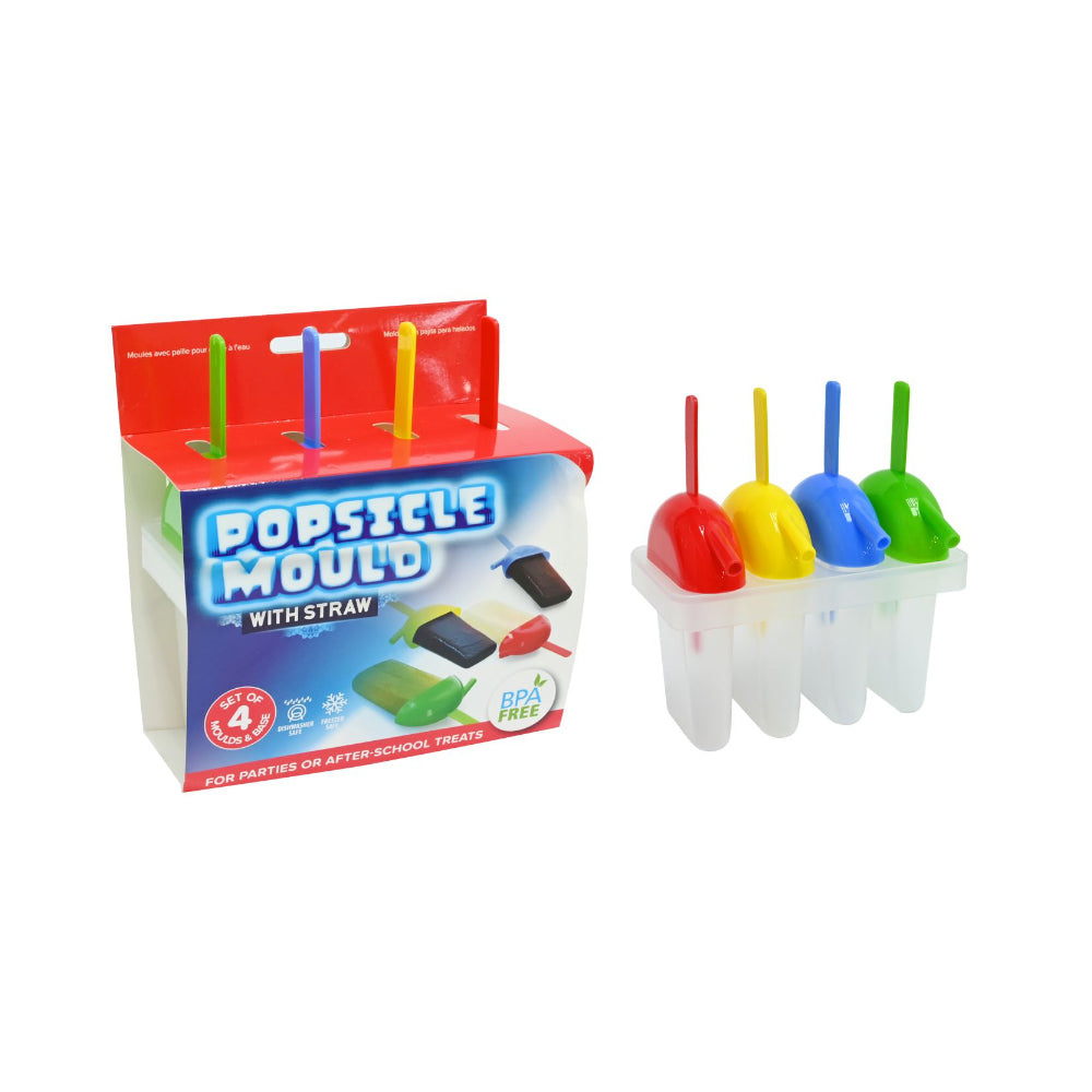 UBL Assorted Ice Lolly Moulds with Straw Handles | Set of 4, BPA-Free