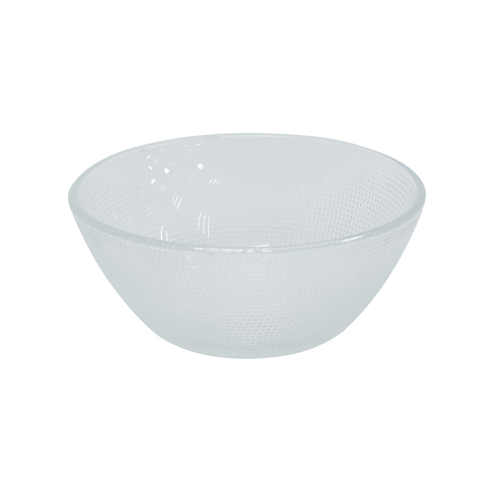 Clear Textured Glass Serving Bowl | Raised Dotted Pattern, 12.5cm, 340ml