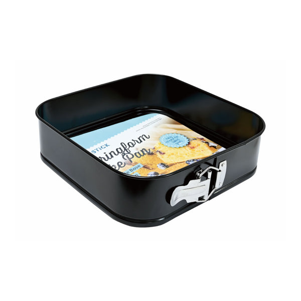 Square Non-Stick Springform Cake Pan | 24cm, Black, Removable Base