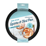 Non-Stick Fluted Quiche and Tart Pan | 28 x 28 x 3cm, Shallow, Black