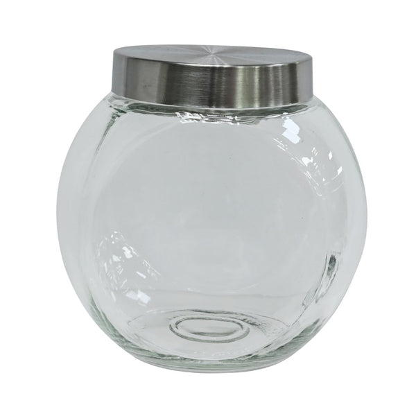 Clear Rounded Glass Dry Food Storage Jar with Metal Lid | 2000mL