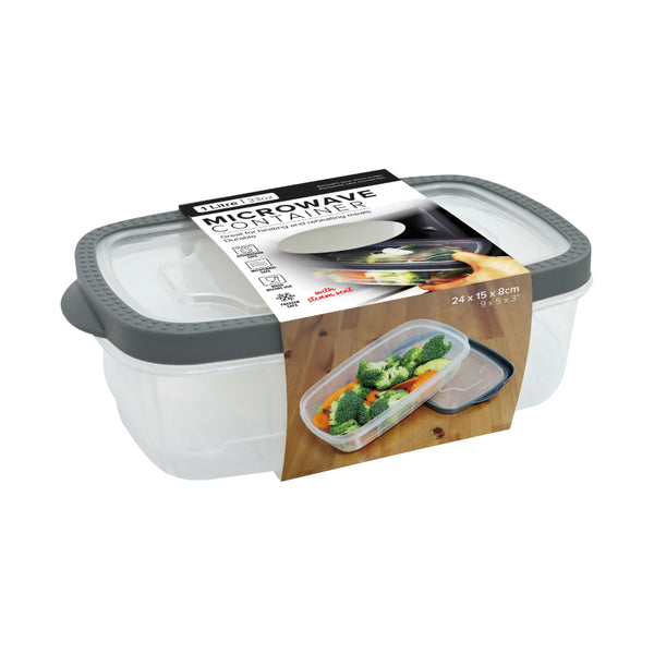 Microwave Food Storage Box with Steam Vent | 1 Litre, 24 x 15 x 8cm
