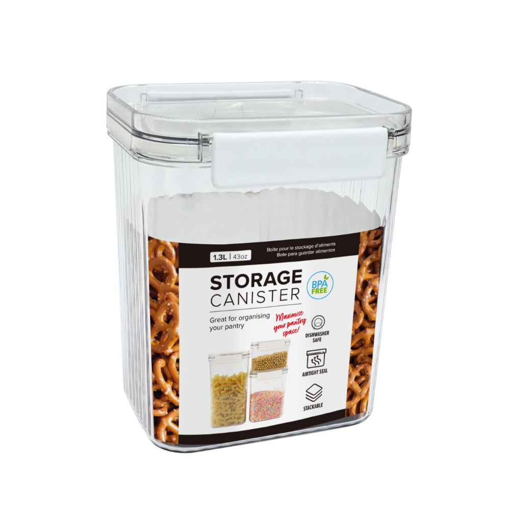 Airtight Clear Food Storage Canister | 1.3L, BPA-Free, Stackable