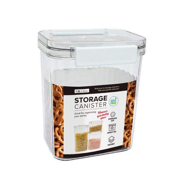 Airtight Clear Food Storage Canister | 1.3L, BPA-Free, Stackable