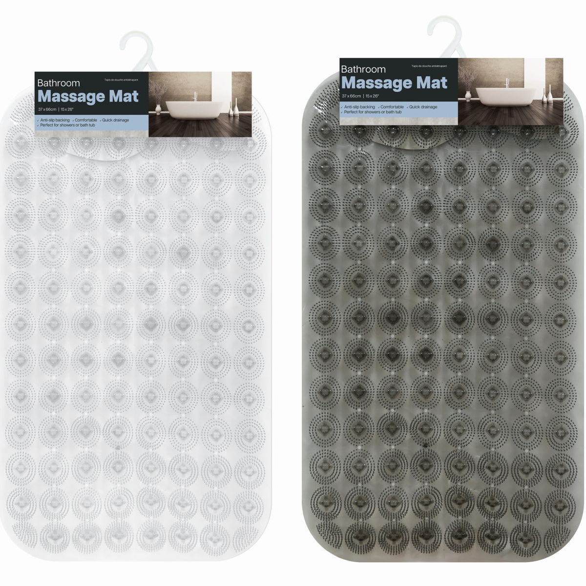 Bathroom Massage Mat - Assorted Colours - 66x37cm