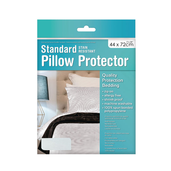 White Zip-On Stain-Resistant Pillow Protector | 44 x 72cm, Anti-Mould