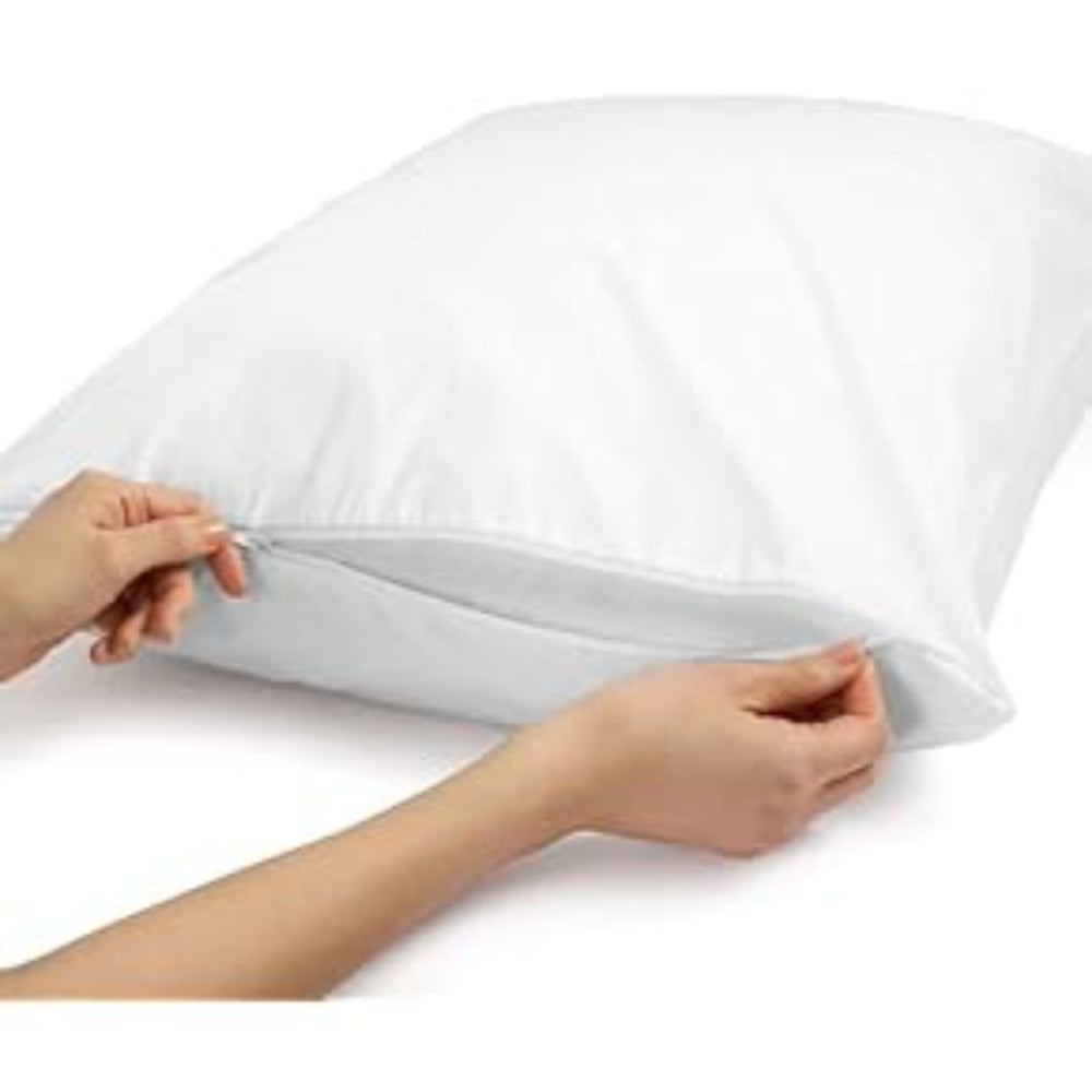 White Zip-On Stain-Resistant Pillow Protector | 44 x 72cm, Anti-Mould