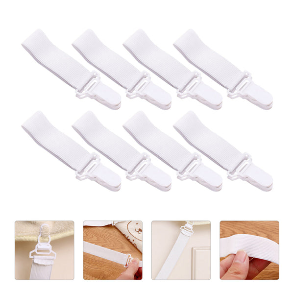 Adjustable Bed Sheet Corner Grippers | White, Stretchable, Pack of 4