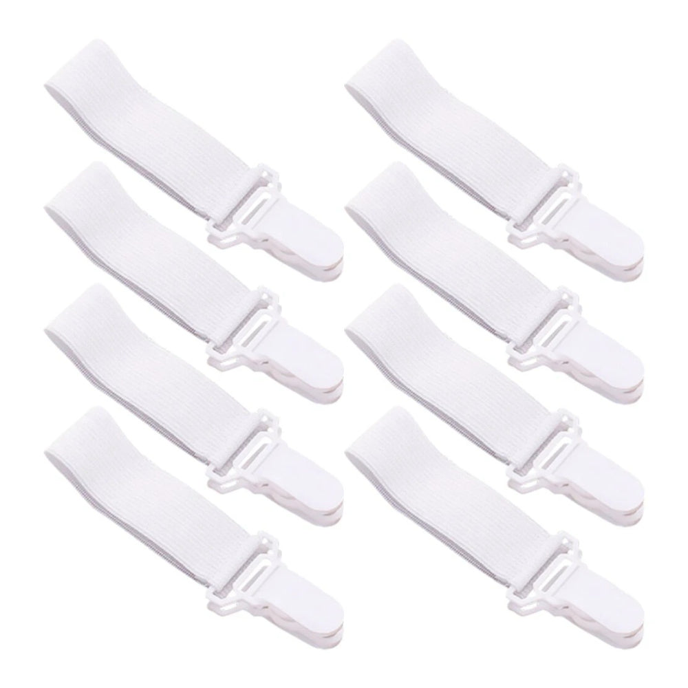 Adjustable Bed Sheet Corner Grippers | White, Stretchable, Pack of 4