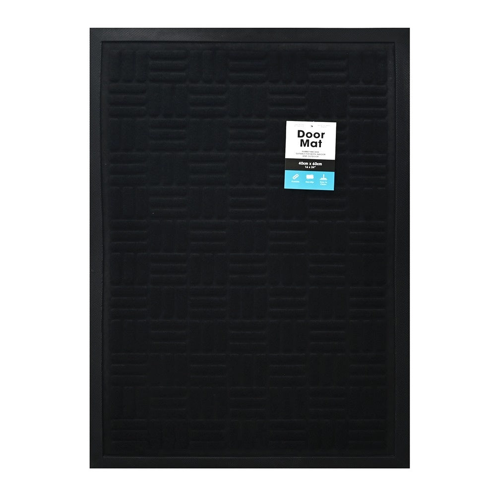 Black PVC Door Mat - 40 x 60cm