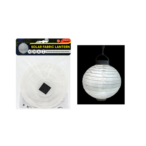 White Solar Fabric Globe Lantern | 20cm, LED, Hanging Handle