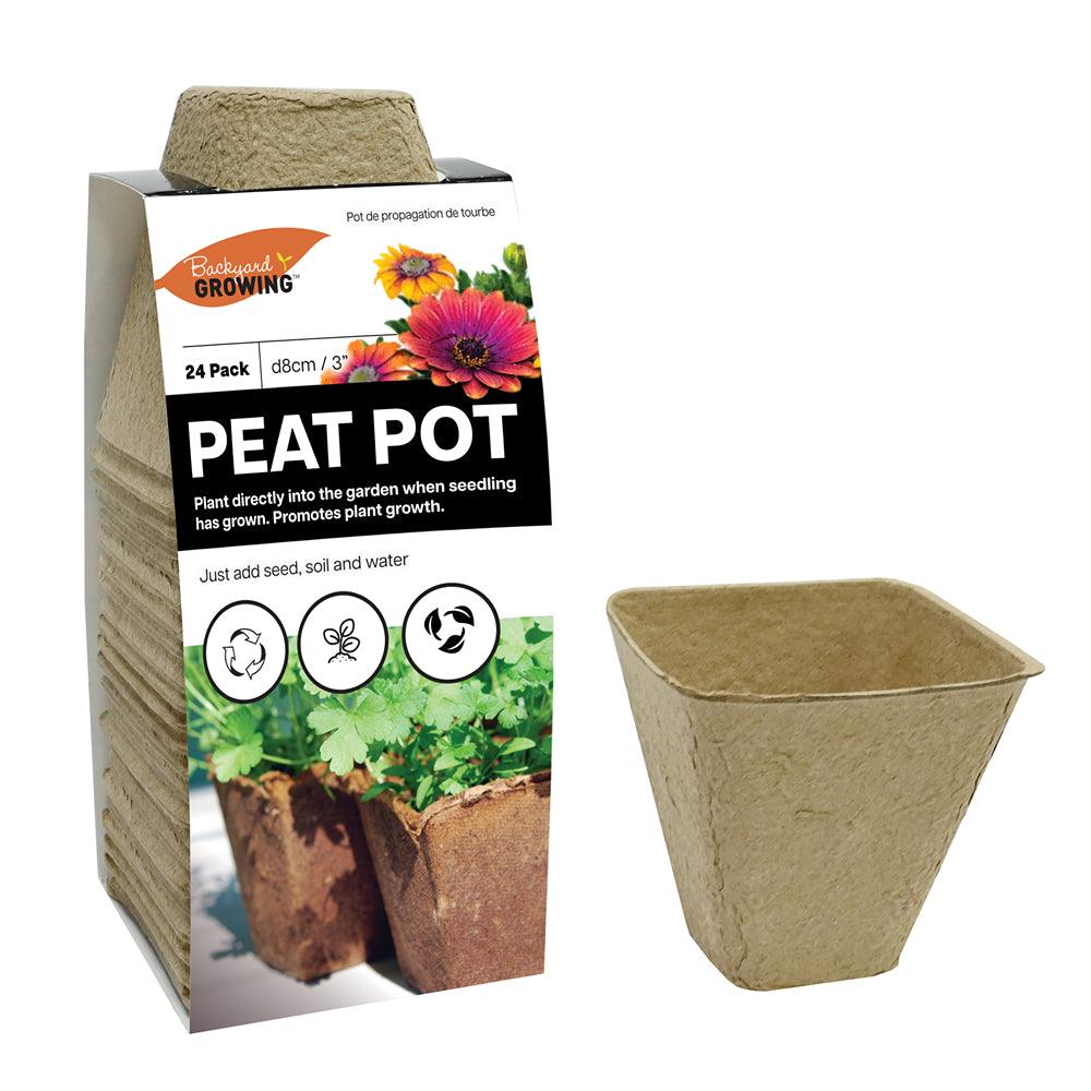 Backyard Growing Square Peat Pots 8cm | Pack of 24 - Choice Stores