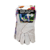 Leather Work Gloves Stripes Gardening Work Gloves | Grey Leather, Striped Back
