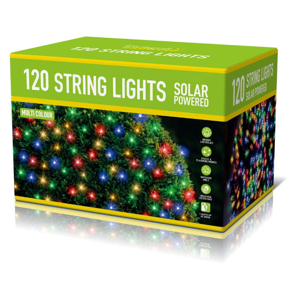 120 Multi Colour Solar String Lights | Solar Powered, Weather Resistant