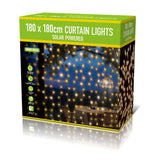 Solar Warm White Curtain Lights LED | 1.8 x 1.8m, 256 LEDs, Outdoor