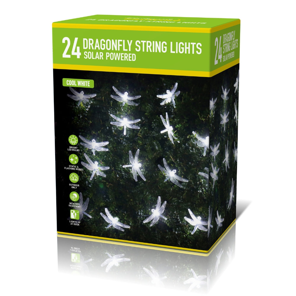 Solar Dragonfly String Lights | Pack of 24, Cool White, Solar Powered