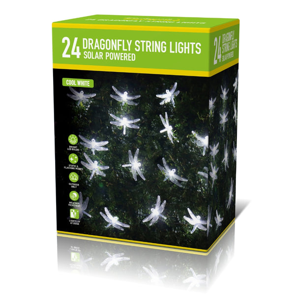 Solar Dragonfly String Lights | Pack of 24, Cool White, Solar Powered