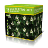 Solar Clear Bulb String Lights Outdoor Lights | Pack of 12, Warm White, 60 LEDs
