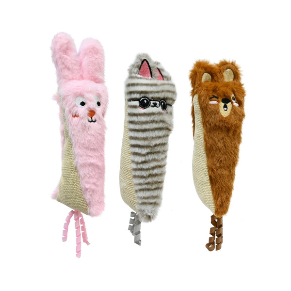 Cat Crinkle Plush Animal Toy | 20cm, Assorted Designs, Ribbon Tails