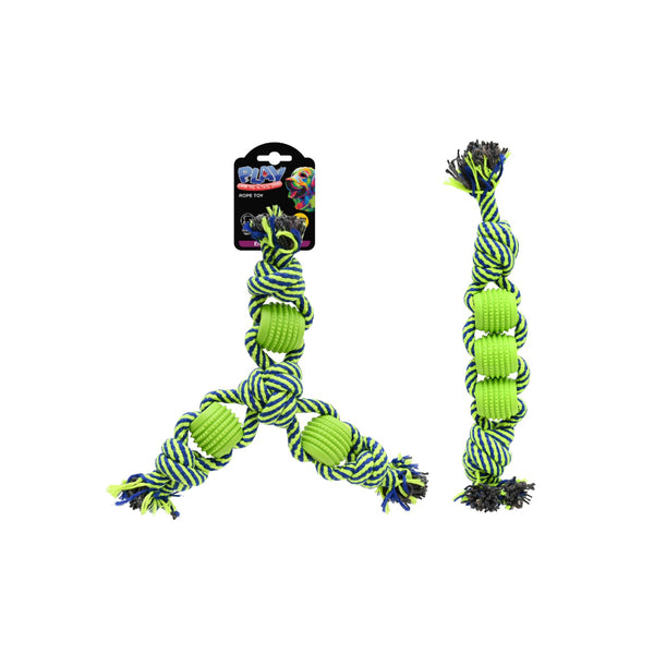  Pet Rope and TPR Tug Toy | 30cm, Textured Chew, 2 Assorted Colours