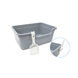  Open Cat Litter Tray | High-Sided, with Scoop, 48.5 x 35 x 21cm