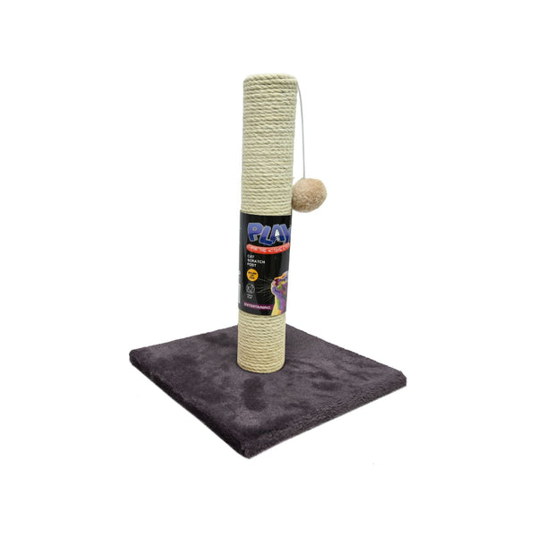 Play Cat Scratching Post | Rope-Wrapped with Hanging Pom-Pom, 30 x 30 x 42cm