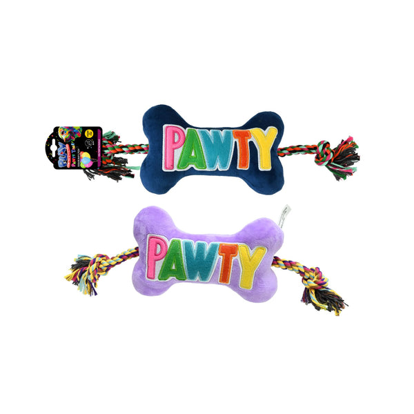  Happy Birthday Bone Dog Toy | Squeaky Rope, 50cm, Assorted Colours