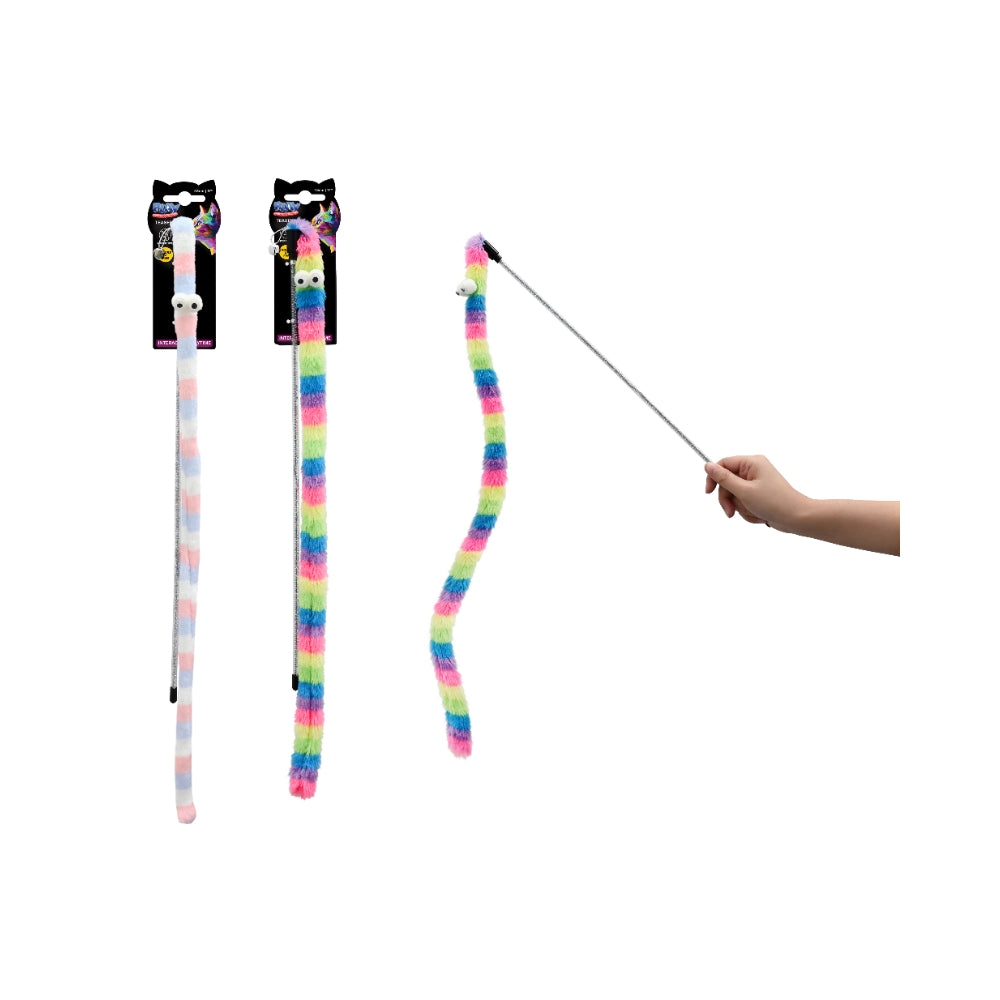  Cat Teaser Wand Toy | Plush Tail, 45 cm, Assorted Colours