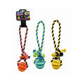  Pet Tug and Treat Ball Dog Toy | Rope Loop, Fillable, Assorted Colours