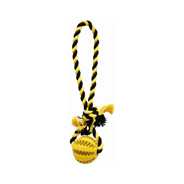  Pet Tug and Treat Ball Dog Toy | Rope Loop, Fillable, Assorted Colours
