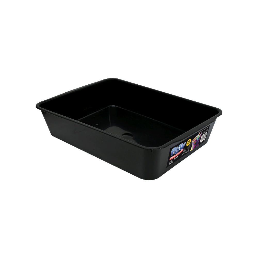 Black Cat Litter Tray | 41 x 30 x 9 cm, Open Top, Raised Sides