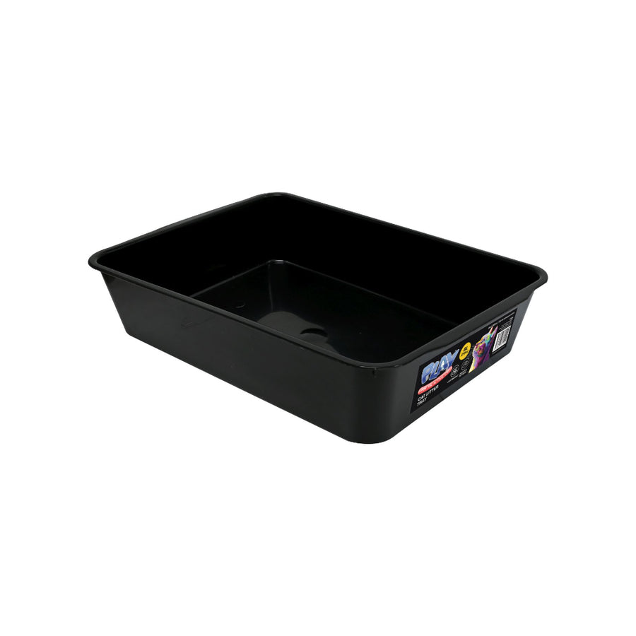 Black Cat Litter Tray | 41 x 30 x 9 cm, Open Top, Raised Sides