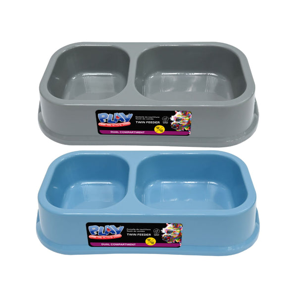  Dog Twin Feeding Bowl | 450ml and 650ml, Assorted Colours