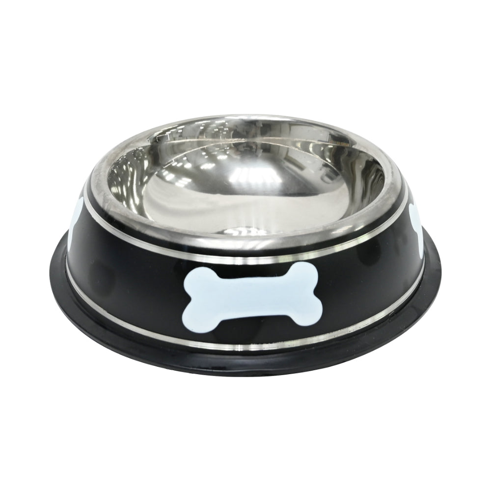 Play Stainless Steel Dog Bowl | 400ml, Non-Slip Base, Black Exterior