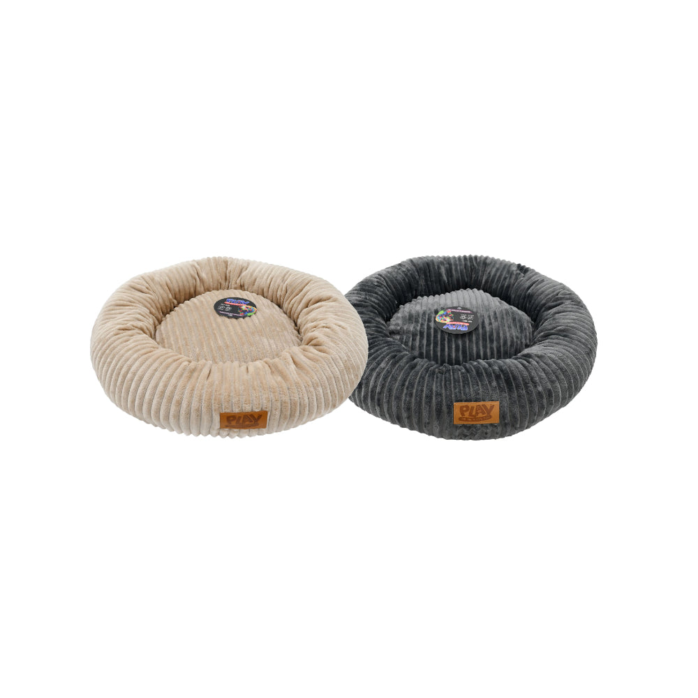  Round Donut Pet Bed | Ribbed, 55 x 55 x 16cm, Assorted Colours