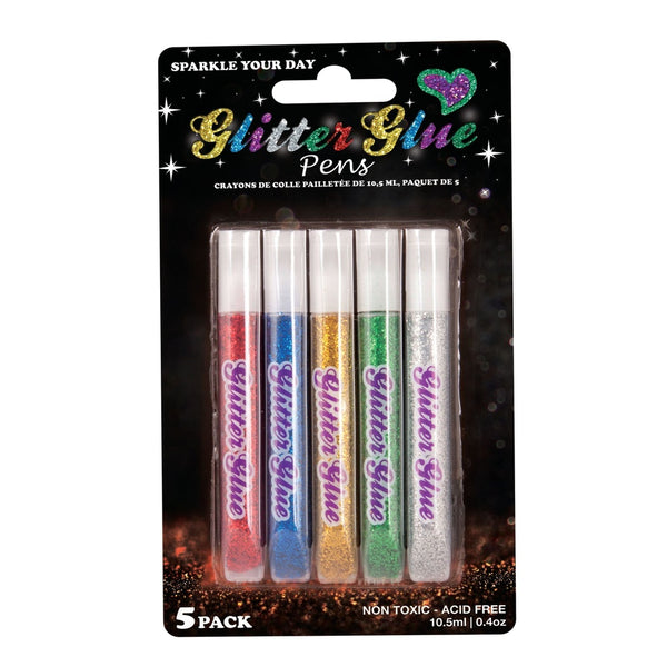 Glitter Glue Pens 10.5ml 5pk Assorted Colours