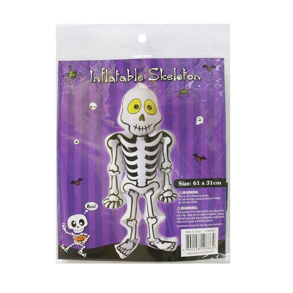 Inflatable Halloween Skeleton Decoration - 61 x 31cm, Black and White