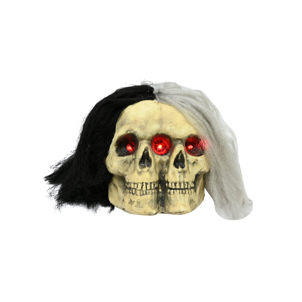 Boo! Light Up Joined Skulls with Wig