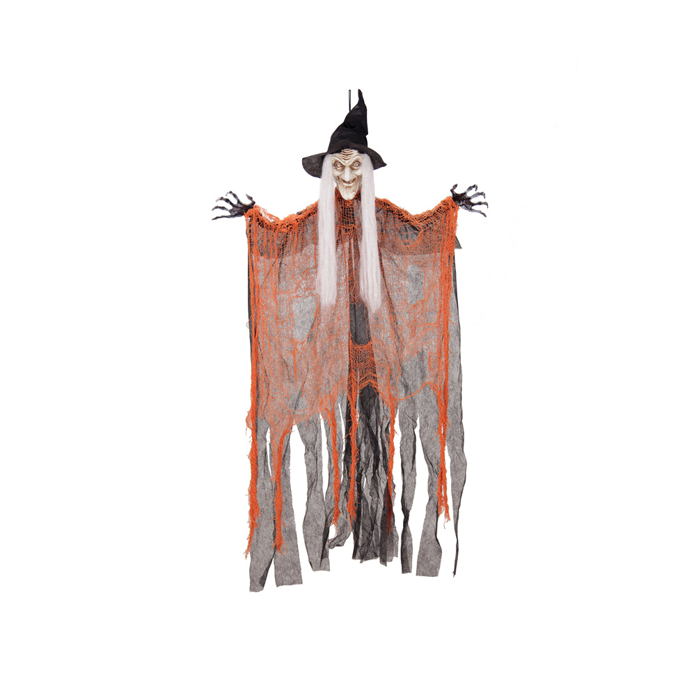 Boo! Hanging Witch in Orange Costume Decoration | 70cm